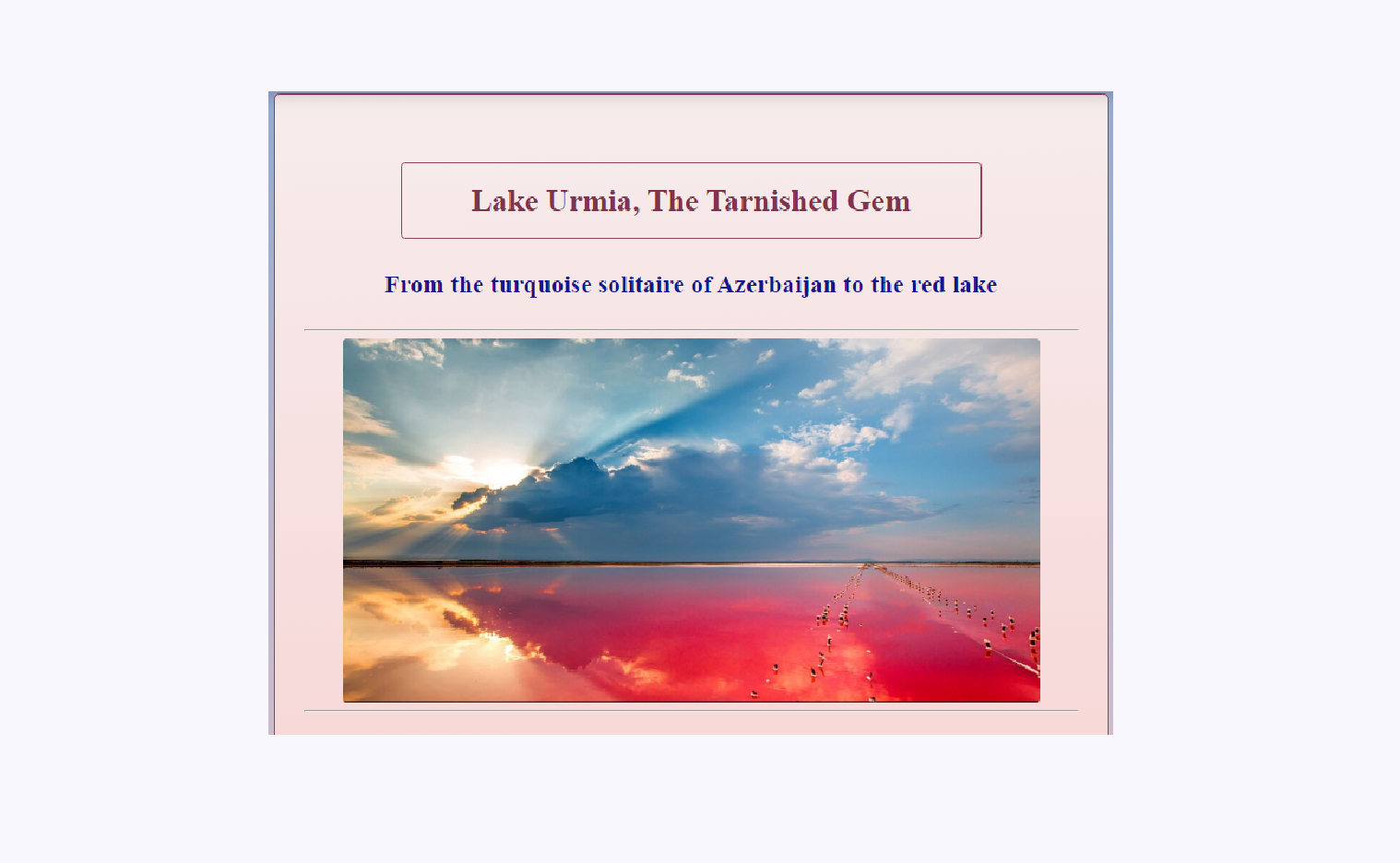 Lake Urmia Projrct